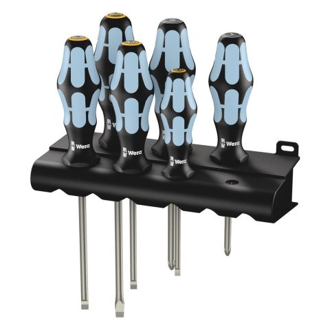 Wera 05032061001 3334/3355/6 Schroevendraaier-set, RVS + houder, 6‑delig
