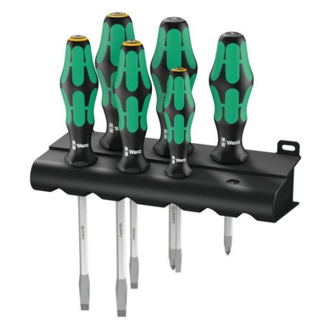 Wera 05007681001 334/355 SK/6 Schroevendraaierset Kraftform Plus Lasertip + houder, 6‑delig