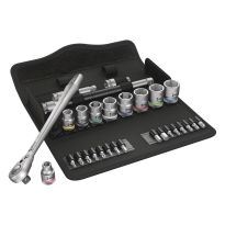 Wera 05004048001 8100 SB 8 Zyklop Metal-ratelset, omschakelpal, 3/8"-aandrijving, metrisch, 29‑delig