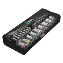 Wera 05004048001 8100 SB 8 Zyklop Metal-ratelset, omschakelpal, 3/8&quot;-aandrijving, metrisch, 29‑delig