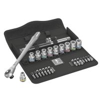 Wera 05004077001 8100 SC 7 Zyklop Metal-ratelset doorsteekvierkant, 1/2"-aandrijving, metrisch, 28‑delig
