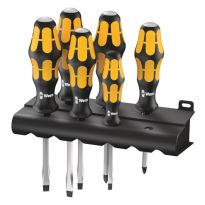 Wera 05018287001 932/918/6 Schroevendraaierset Kraftform Wera: De Schroefbeitel + houder, 6‑delig