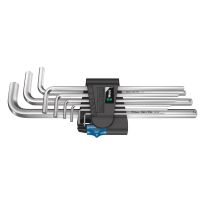 Wera 05022130001 950/9 L Hex-Plus HF 1 Stiftsleutelset, metrisch, verchroomd, met vasthoudfunctie, 9‑delig