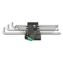 Wera 05073594001 950/9 Hex-Plus 4 Stiftsleutelset, metrisch, verchroomd, 9‑delig
